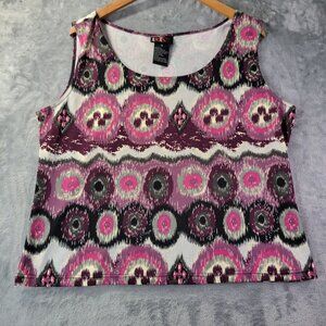 R&K Originals Women TankTop 16 Multicolor Abstract Ikat Print Stretch Sleeveless